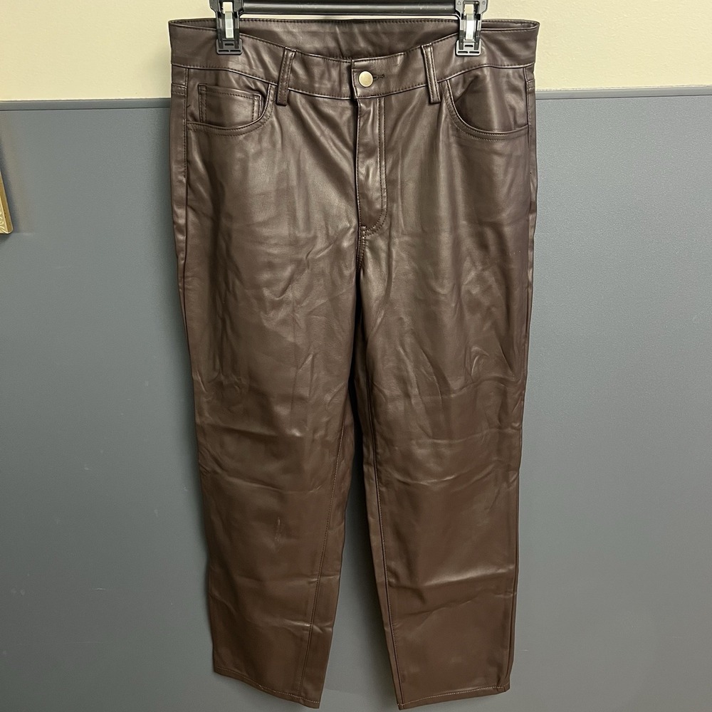 TIME AND TRU Women's Faux Leather Leggings Sz 12 Brown Pants